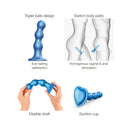 Strap-on-me Hybrid Dildo Plug Balls Metallic Blue XL features triplet balls design for layered stimulation.