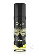 Orgie Dual Vibe Kissable Liquid Vibrator Gel Lemon Gin & Tonic bottle with citrus flavor design.