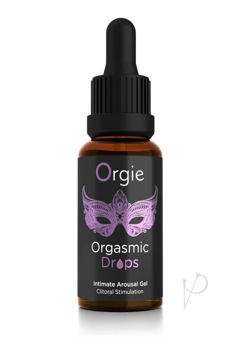 Orgie Orgasmic Drops 1 oz Clitoral Arousal Serum bottle for enhanced pleasure and intimacy.