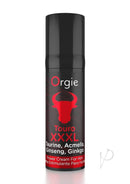 Orgie Touro XXXL Power Cream For Him 0.5 fl oz tube designed for erection enhancement with key ingredients Taurine, Acmella, Ginseng, Ginkgo.
