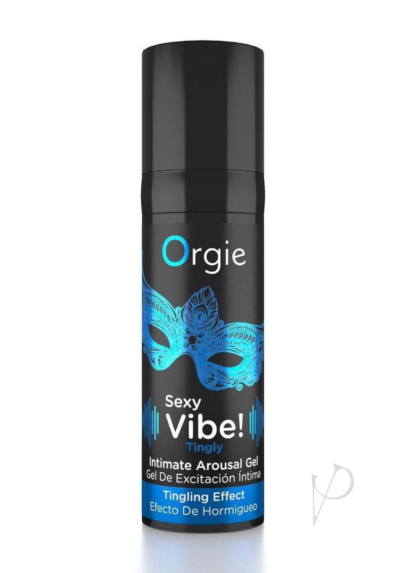 Orgie Sexy Vibe Intimate Arousal Gel 0.5 Oz bottle for heightened pleasure and tingling sensations.
