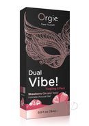 Orgie Dual Vibe Intimate Arousal Gel 0.5 Oz Strawberry Gin and Tonic packaging with a playful design.