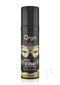 Orgie Dual Vibe Intimate Arousal Gel 0.5 fl oz Pina Colada in a sleek black bottle with gold accents.
