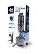 Size Up Ripple 6 Inch Inflatable Silicone Dildo Black in packaging showcasing its features and adjustable size.