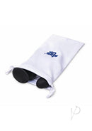 Size Up Ripple 6 Inch Inflatable Silicone Dildo Black stored in a white pouch with logo.