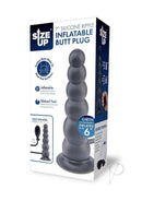 Size Up Ripple Inflatable Silicone Butt Plug 7 Inch Black with ribbed texture and inflatable design for customizable pleasure.
