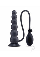 Size Up Ripple Inflatable Silicone Butt Plug 7 Inch Black with ribbed texture and inflatable pump for adjustable pleasure.
