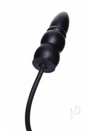 Size Up Ripple 5.5 Inch Inflatable Silicone Anal Probe Black shown from the side with a textured surface.