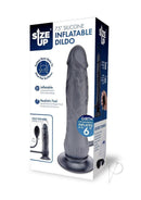 Size Up Ripple Inflatable Silicone Dildo 7.5 Inch Black packaging showcasing features and specifications.