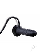 Size Up Ripple Inflatable Silicone Dildo 7.5 Inch Black with inflation tube and suction base.
