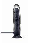 Size Up Ripple Inflatable Silicone Dildo 7.5 Inch Black with suction base and lifelike design
