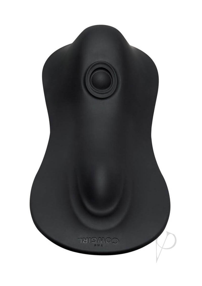Cowgirl Rodeo Rumbler Grinding Vibrating Tapping Dildo Black, a sleek, modern black design for hands-free pleasure.