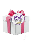 Dick In The Box Party Favor Vanilla gift box with pink ribbon, perfect for hilarious party fun.