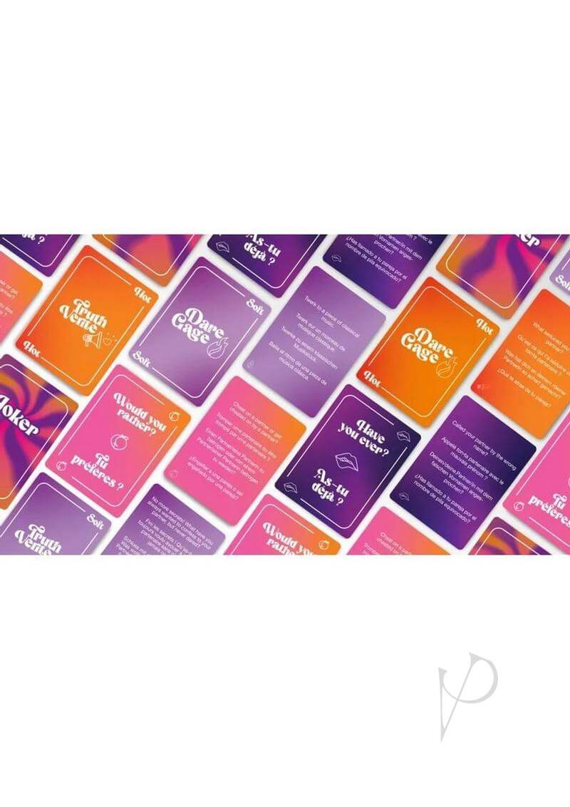 Colorful game cards from the Love To Love Spin Me Around Game showcasing fun challenges and playful interactions.