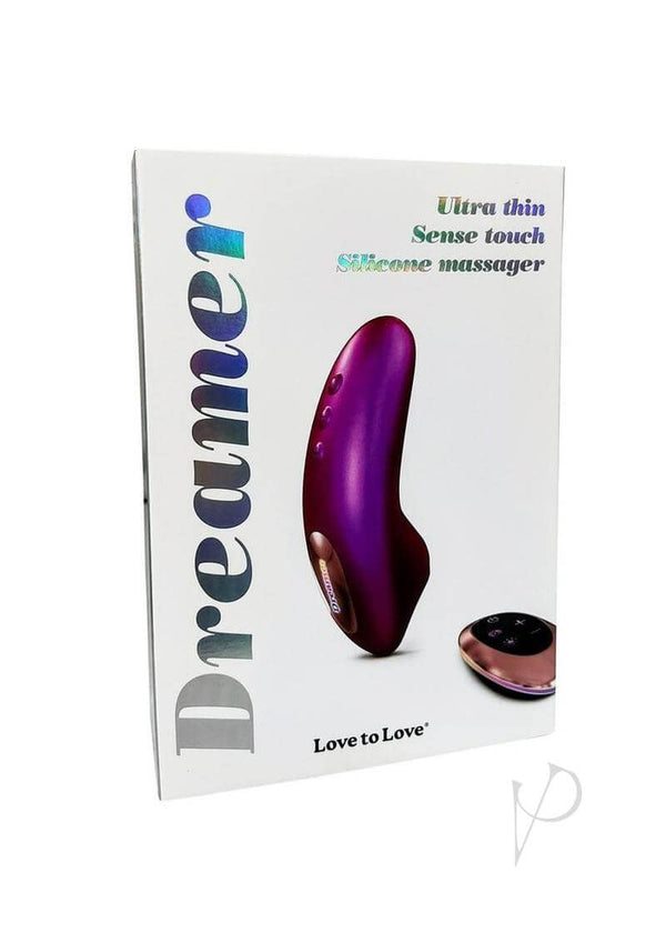 Love To Love Dreamer Sense Touch Vibrator with Remote Berry packaging featuring ultra-thin silicone design.
