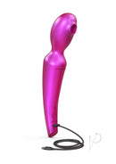 Love to Love Pleaser Rechargeable Clitoral Stimulator Berry in vibrant pink with a charging cable.