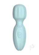 Pixey 2GO Rechargeable Silicone Mini Wand Ocean Green in a soft blue color, designed for travel-friendly pleasure.