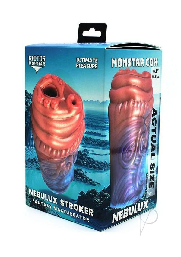 Monstar Cox Nebulux Stroker Fantasy Masturbator packaging showcasing sleek design and stimulating features.