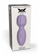 Pixey 2GO Rechargeable Silicone Mini Wand Lilla Purple in stylish packaging for travel-friendly pleasure.