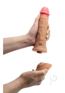 Kiotos Cox Power Squirt Vibrating Dildo with Remote Control held in hand, showcasing its realistic design and features.