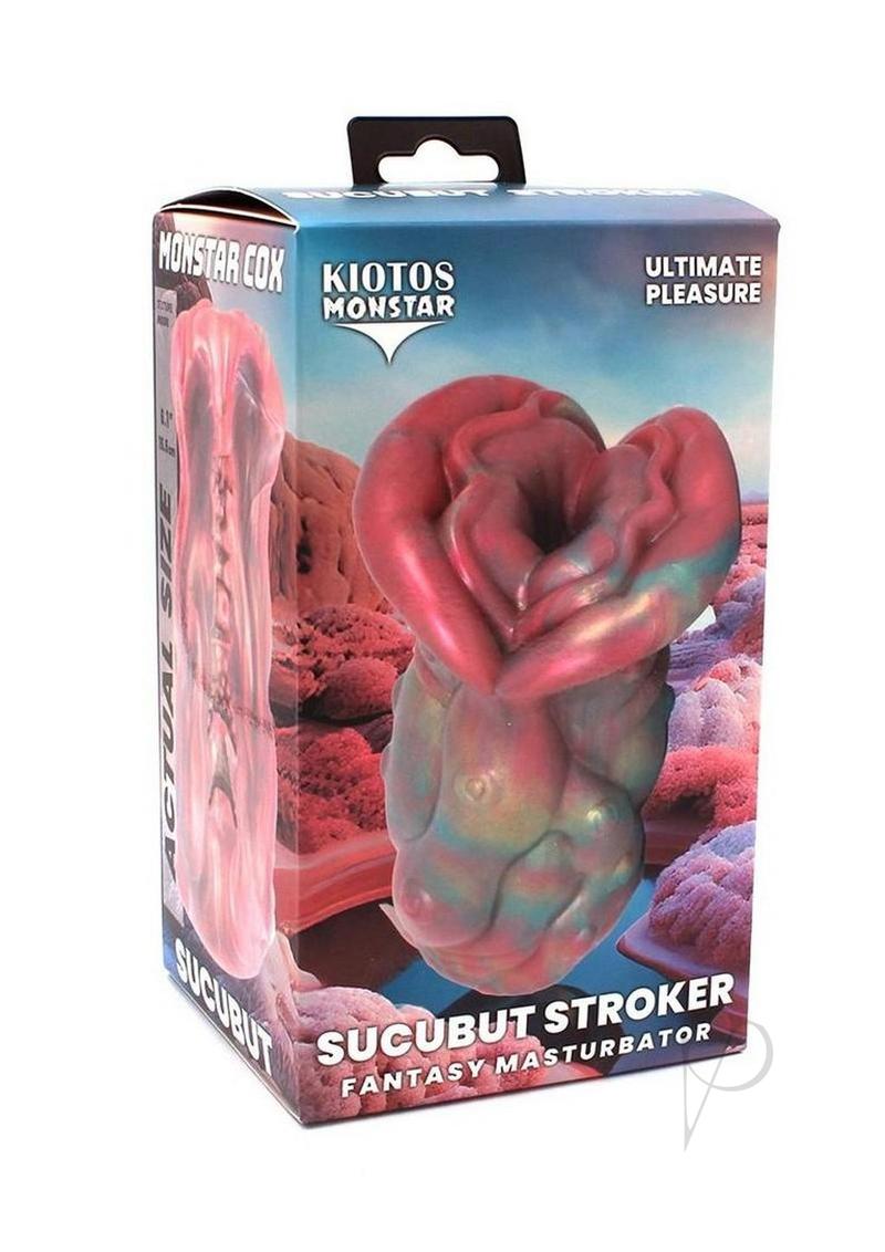 Monstar Cox Sucubut Stroker Fantasy Masturbator Pink packaging showcasing seductive design and colorful details.