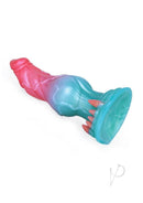 Monstar Cox FrostFang Cock Silicone Dildo with pink-to-icy-blue gradient and clawed base for fantasy play.