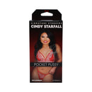 Signature Strokers Cindy Starfall Ultraskyn Pocket Pussy packaging featuring Cindy Starfall in red lingerie.
