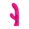 Vibrant pink dual vibrator with wavy grooves and curved design, offering 10 customizable vibrating speeds and patterns.