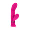 Bright pink dual vibrator with curved, wavy grooves, featuring 10 vibrating speeds and patterns for enhanced pleasure.