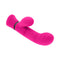 Bright pink dual vibrator with wavy grooves and curved design for enhanced pleasure, featuring 10 vibrating speeds and patterns.