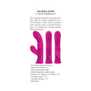 Pink dual vibrator with wavy grooves, curved shafts, and 10 vibrating speeds for custom pleasure. Includes USB cable and 5-year warranty.