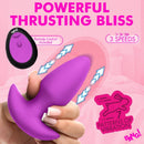 Bang Thrusting & Vibrating Silicone Butt Plug Purple with remote control and customizable vibration settings.