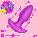 Bang Thrusting & Vibrating Silicone Butt Plug Purple with thrusting and vibrating functions, 4-4.2" length, 1.5" diameter.