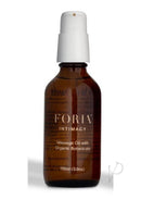 Foria Massage Oil with Organic Botanicals 3.9 Oz bottle, plant-based body oil for relaxation and hydration.
