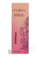 Foria Massage Oil with Organic Botanicals 3.9 Oz package showcasing floral design and labeled for intimacy.