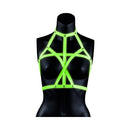 Ouch Glow In The Dark Bra Harness Neon Green S/M featuring bold fluorescent straps and a striking bondage design.