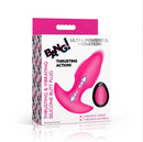 Bang Thrusting & Vibrating Silicone Butt Plug Pink packaging with product details and remote control.