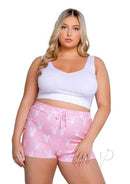 Playboy Slumber Bunny Set 2 Piece Pink 3 XLarge 4 XLarge model wearing cute loungewear with Playboy Bunny logo.