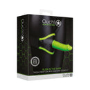 Ouch Glow In The Dark Thigh Strap-On With 5 Inch Dildo packaging displaying authentic bondage aesthetic and fluorescent details.