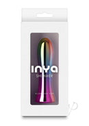 INYA Shimmer Rechargeable Metal Vibrator Multicolor in sleek packaging showcasing its shimmering design.
