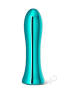 INYA Shimmer Rechargeable Metal Vibrator Teal featuring a polished teal aluminum finish for luxurious pleasure.