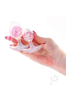 Cosmic Glams 2 Piece Silicone Anal Plug Kit Pink showcased in hand, featuring two coordinated plugs with pink glass marbles.