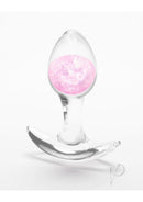 Cosmic Glams Silicone Anal Plug Small Pink with sparkling glass marble for playful anal play.
