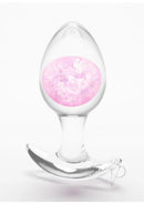 Cosmic Glams Silicone Anal Plug Medium Pink with a sparkling glass marble for playful anal play.