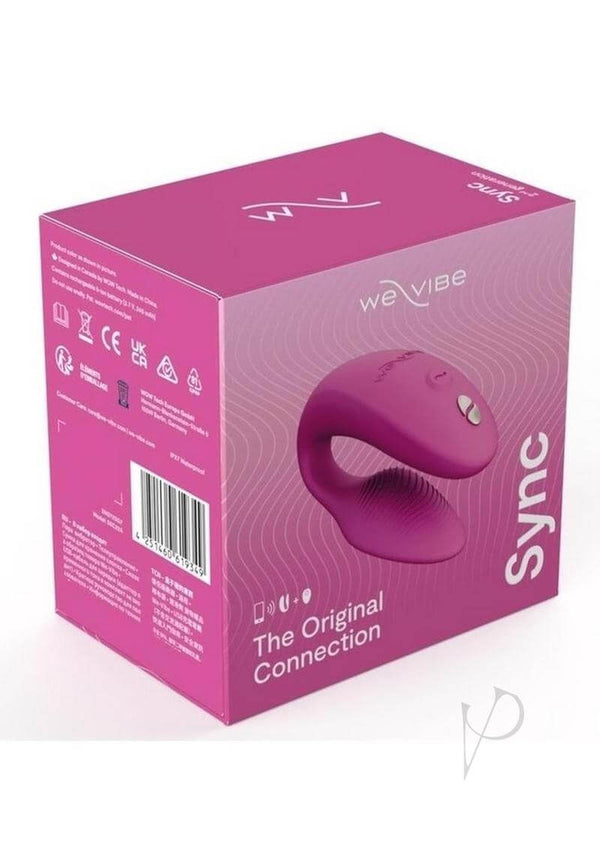 We-Vibe Sync Couples Vibrator with Remote Control in pink packaging, showcasing its innovative design and features.