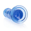 Realrock Crystal Clear Straight 8 Inch Dildo No Balls Blue with a sleek translucent design for body-safe pleasure.