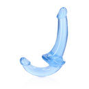 Realrock Crystal Clear 6 Inch Strapless Strap-on Dildo Blue in see-through blue finish, designed for shared pleasure.