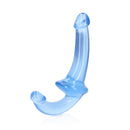 Realrock Crystal Clear 6 Inch Strapless Strap-on Dildo Blue with a modern design and clear blue finish.