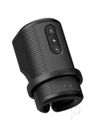 Arcwave Zing Vibrating Stroker Dual Motor Masturbator Black showcasing its sleek design and adjustable controls.