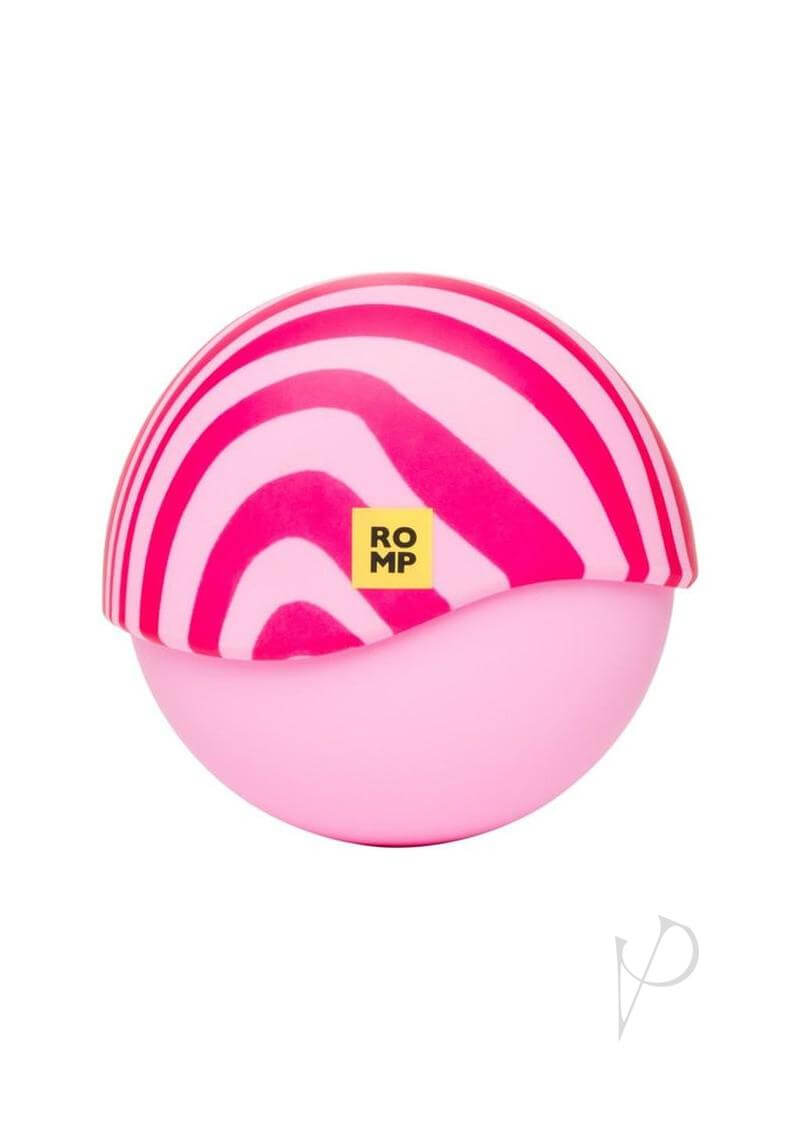Romp Spin Travel Clitoral Stimulator Turn It Up Pink with a playful pink and white design.